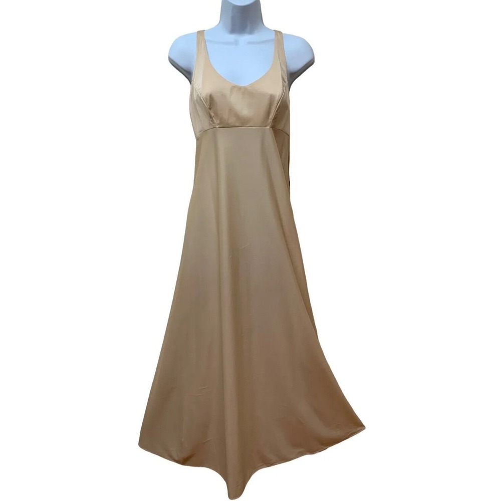 Vtg Najla Alice Maloof Silky Nylon Full Length Slip Nightgown M 1970's USA NOS